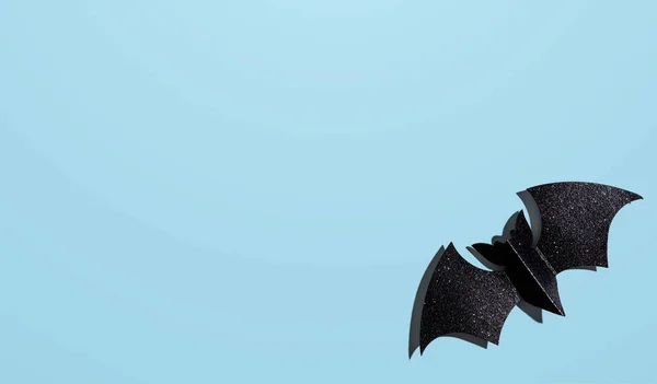 Halloween Schwarze Papierfledermaus Obersicht Flach Liegend — Stockfoto