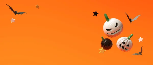 Halloween Theme Pumpkin Ghosts Bats Render — Stock Photo, Image