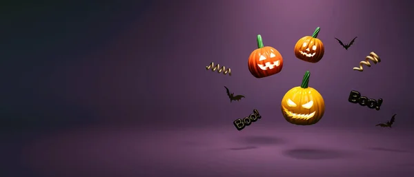 Halloween Motyw Duchami Dyni Nietoperzy Renderowania — Zdjęcie stockowe