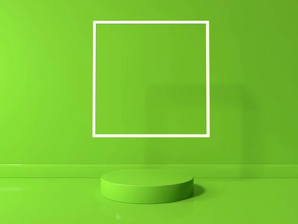 部屋に正方形のフレームを持つ表彰台 3Dレンダリング — ストック写真
