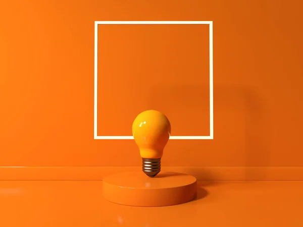 Light Bulb Podium Square Frame Render — Stock Photo, Image