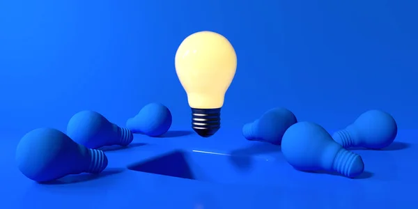 Одна Уникальных Идей Лампочки Дыркой Полу Рендеринг — стоковое фото