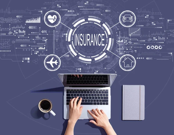 Insurance Concept Person Using Laptop Computer — Stock Photo, Image