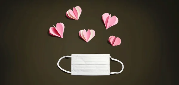 Medical Worker Appreciation Theme Hearts Face Mask — Stock Photo, Image