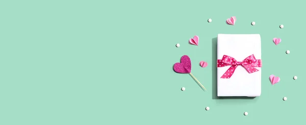 День Святого Валентина Тема Признательности Подарочной Коробке Бумажных Ремесел Сердца — стоковое фото