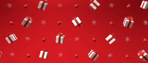 Caixas Presente Natal Ornamentos Ilustração Renderização — Fotografia de Stock