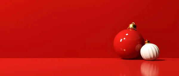 赤い背景のクリスマス ボーブル 3Dレンダリング — ストック写真