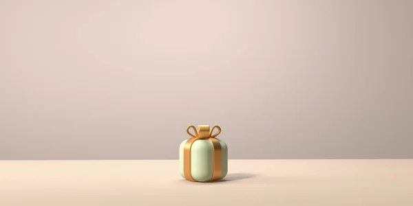 Caixa Presente Natal Com Fita Renderização — Fotografia de Stock