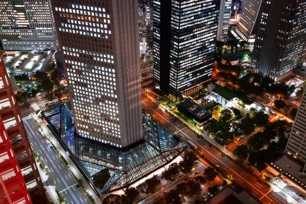 Небоскрёбы Возвышаются Над Ночным Городским Пейзажем Ниси Синдзюку Токио Япония — стоковое фото