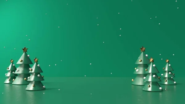 雪のクリスマスツリー 3Dレンダリングイラスト — ストック写真