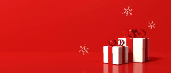 リボン付きクリスマスギフトボックス 3Dレンダリング — ストック写真