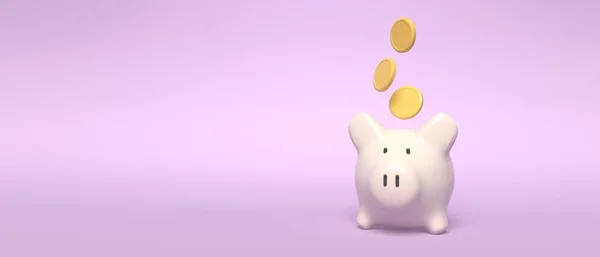 Finanzthema Mit Sparschwein Und Münzen Sauberes Rendering — Stockfoto