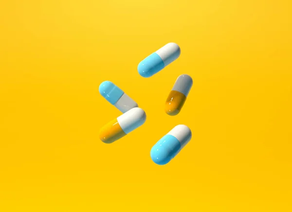 Pharmaceutical Medicine Capsules Healthcare Theme Render — Stock Photo, Image