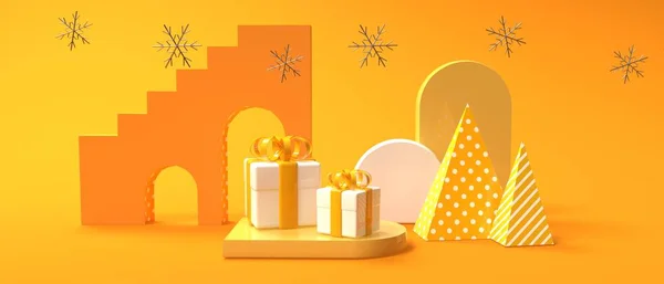 Coffrets Cadeaux Noël Aux Formes Géométriques Illustration Rendu — Photo