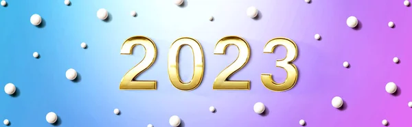 2023白いキャンディドットで新年のテーマ フラットレイ — ストック写真