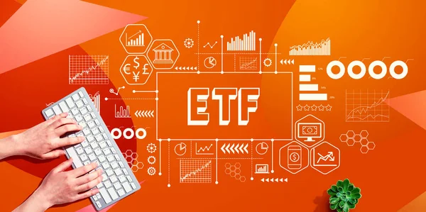 Etf Theme Person Using Computer Keyboard — 스톡 사진