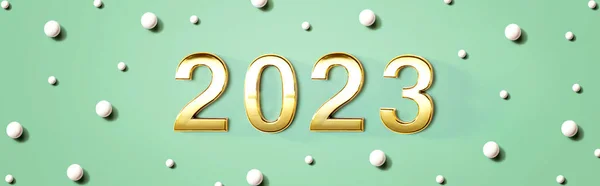 2023 Nieuwjaarsthema Met Witte Snoepjes Platte Lay — Stockfoto