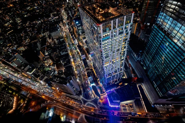 Shibuya Tokyo Japonya Gece Havadan Görünümü — Stok fotoğraf