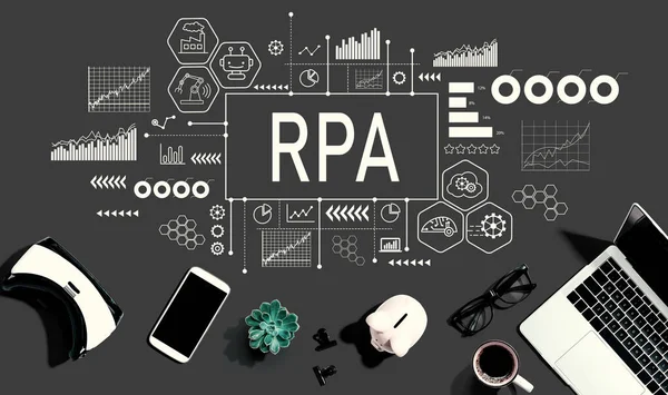 Robotic Process Automation Rpa Theme Electronic Gadgets Office Supplies Flat — Fotografia de Stock