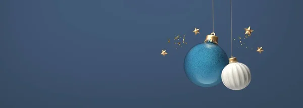 小さな星付きのクリスマスボール 3Dレンダリング — ストック写真
