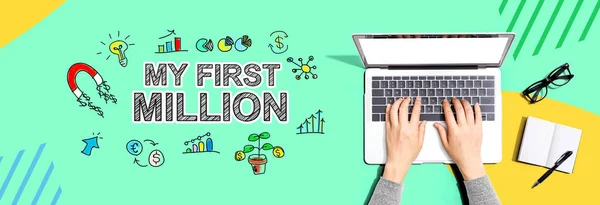 First Million Person Using Laptop Computer — 스톡 사진