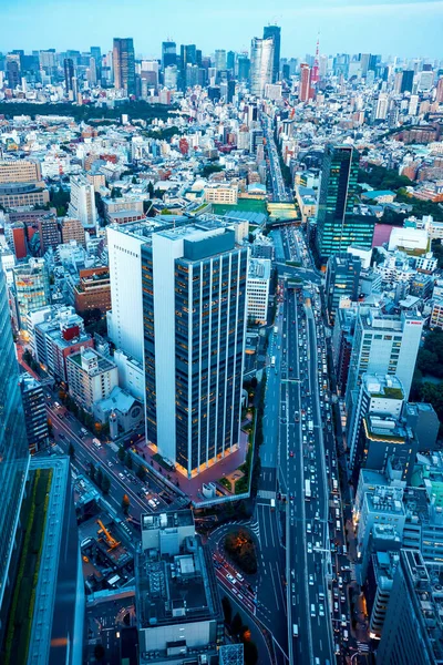 Luchtfoto Van Shibuya Japan Met Shinjuku Skyline Achtergrond — Stockfoto