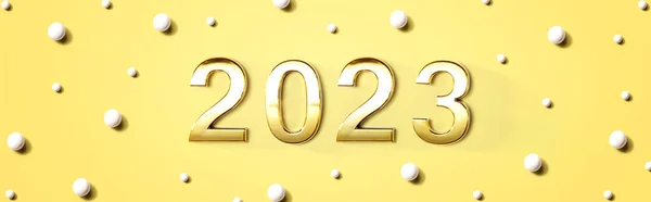 2023 Nuovo Tema Anno Con Puntini Caramelle Bianche Laici Piatto — Foto Stock