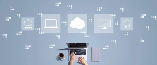 Cloud Computing Person Working Laptop — Stock Photo, Image