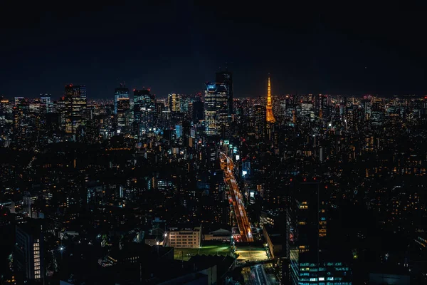 Veduta Aerea Shibuya Tokyo Giappone Notte — Foto Stock