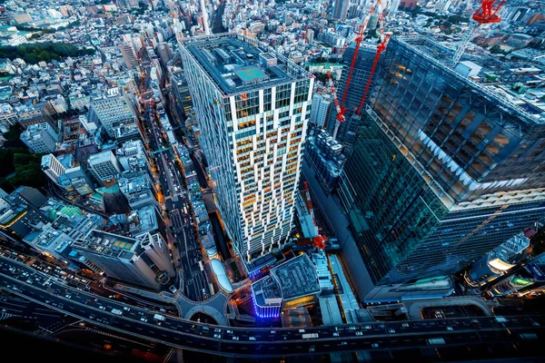 Luchtfoto Van Shibuya Tokio Japan Bij Zonsondergang — Stockfoto