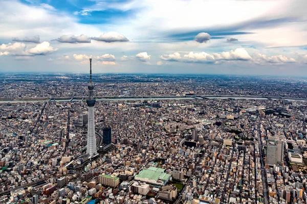 Vista Aérea Ciudad Sumida Con Tokyo Skytree Tokio Japón — Foto de Stock