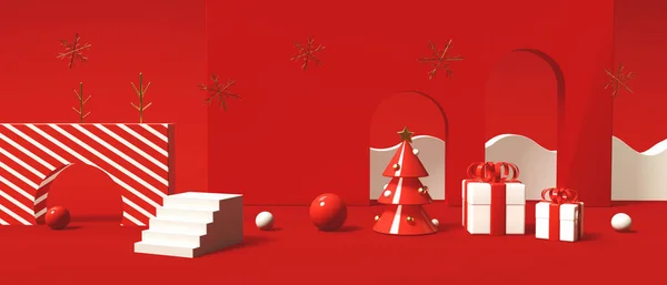 Vánoční Ozdoba Geometrickými Tvary Vykreslení — Stock fotografie