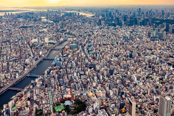 Letecký Pohled Řeku Sumidu Tokiu Japonsko — Stock fotografie