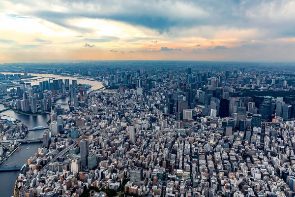Luchtfoto Van Chuo City Met Sumida River Tokio Japan — Stockfoto