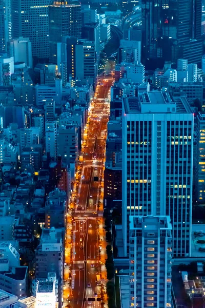 東京都港区の夕日のスカイラインと街並みの空中写真 — ストック写真
