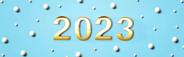 2023 Nytår Tema Med Hvide Slik Prikker Flad - Stock-foto