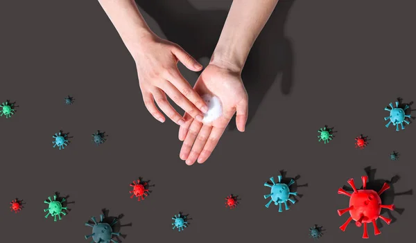 Spălați Mâna Conceptul Asistență Medicală Igienă Coronavirusului — Fotografie, imagine de stoc