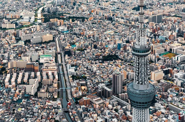 Flygfoto Över Sumida City Med Tokyo Skytree Tokyo Japan — Stockfoto