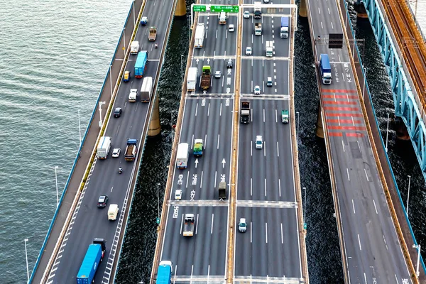 Légi Felvétel Egy Autópálya Hídról Odaiba Tokió Japán — Stock Fotó