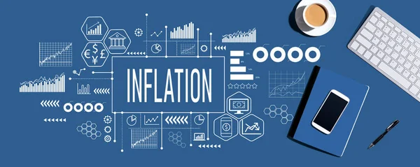 Inflationstema Med Datortangentbord Och Kontorsobjekt — Stockfoto