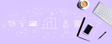 Bilgisayar klavyesi ve ofis ögeleri ile iş büyümesi analizi