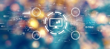 Gece bulanık şehir ışıklarıyla borsa teması