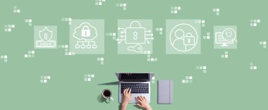 Bilgisayarla çalışan kişi ile veri güvenliği kavramı