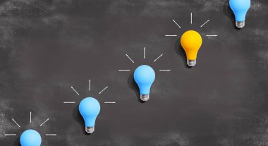 Benzersiz bir fikir ampul konsepti.