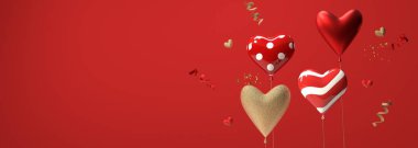 Takdir ve aşk teması - kalp şeklinde balonlar - 3D canlandırma