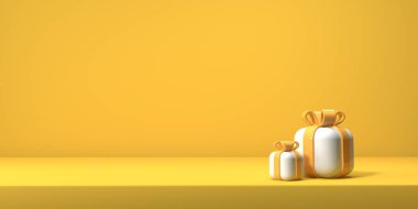 Gift boxes with ribbons - 3D render illustration