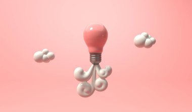 Gökyüzüne bir roket gibi uçan ampul - 3 boyutlu görüntüleme