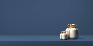 Gift boxes with ribbons - 3D render illustration
