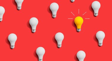 Benzersiz bir fikir ampul konsepti.