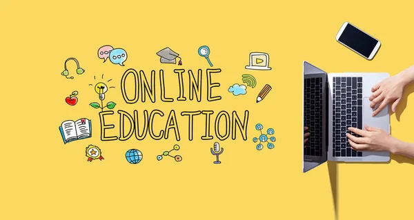 Online Education Person Working Laptop — Zdjęcie stockowe
